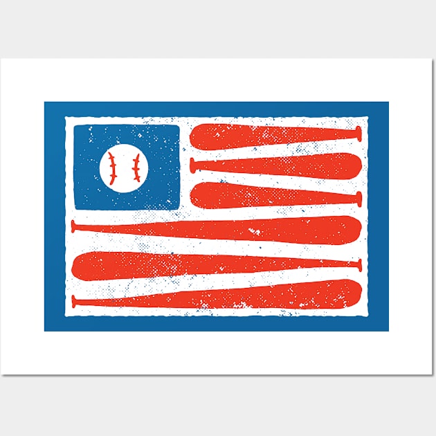 Vintage Baseball American Flag Wall Art by SLAG_Creative